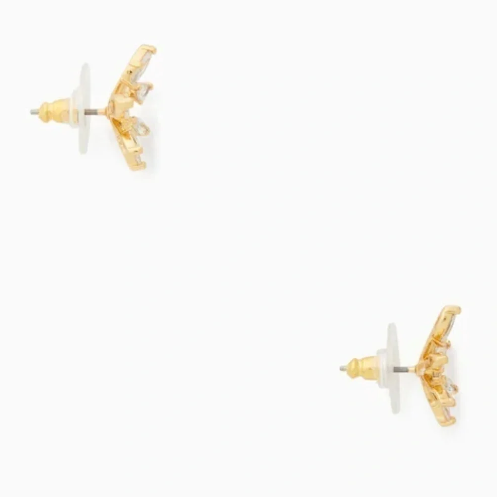 LAST PAIR🆕kate spade♠️Sparkly Snowflake Gold Stud Earrings Cubic Zirconia SALE